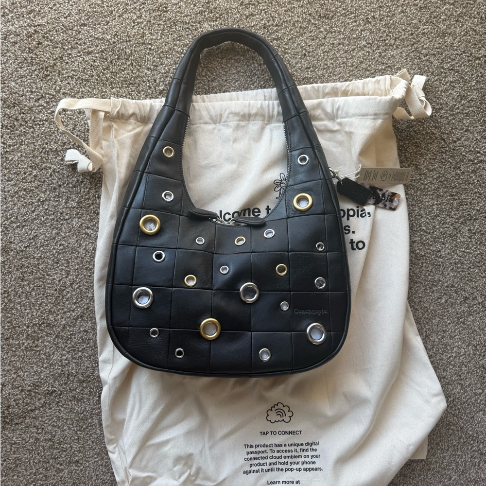 NWT Coach Alter/Ego Crescent Shoulder Bag In Upcrafted Leather With Grommets